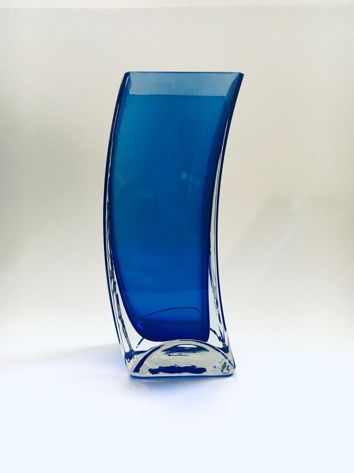Postmodern Design Blue Art Glass Vase By Krosno, Poland 1980s photo for sale