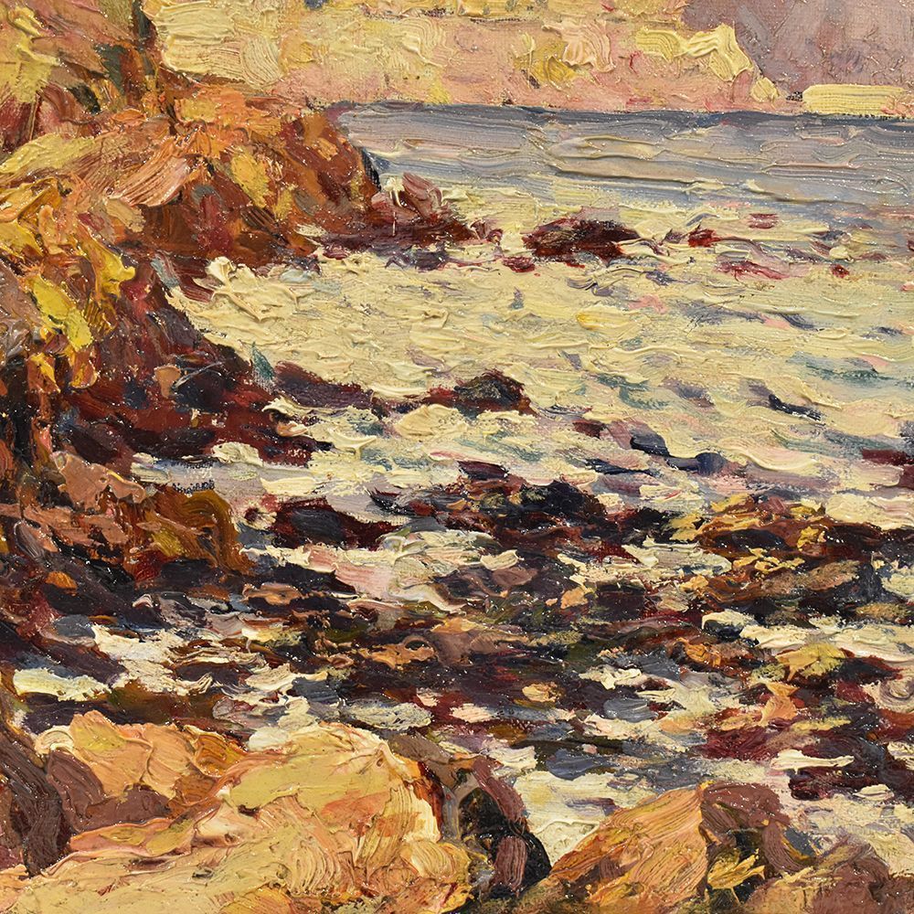 Little Seascape Painting, Nature Painting, Oil On Canvas, Early 20 Th Century. (Qm288) photo Art
