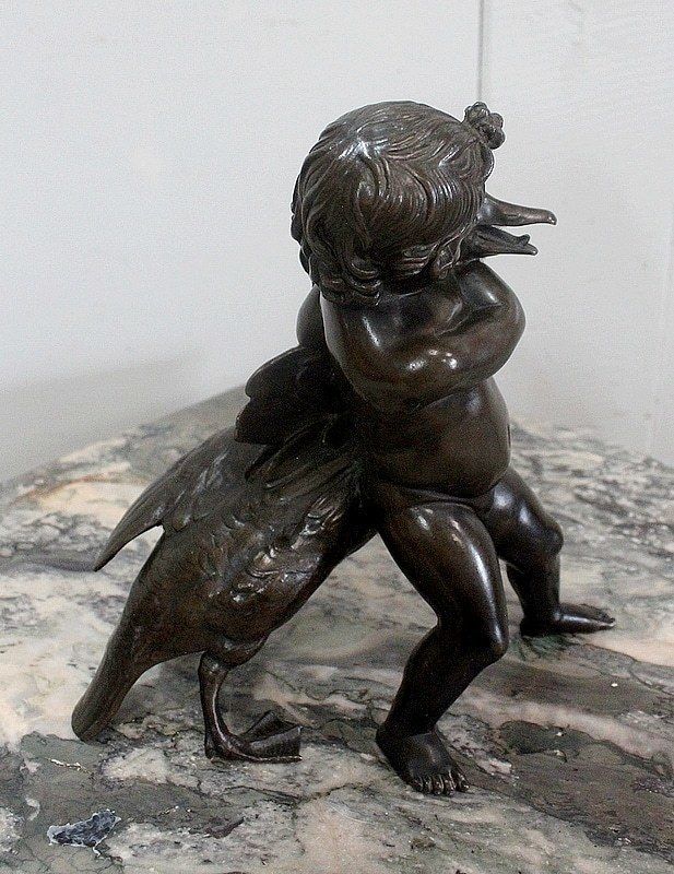 Bronze Of A Cherub Holding A Goose, By A. Collas   19th Century photo furniture