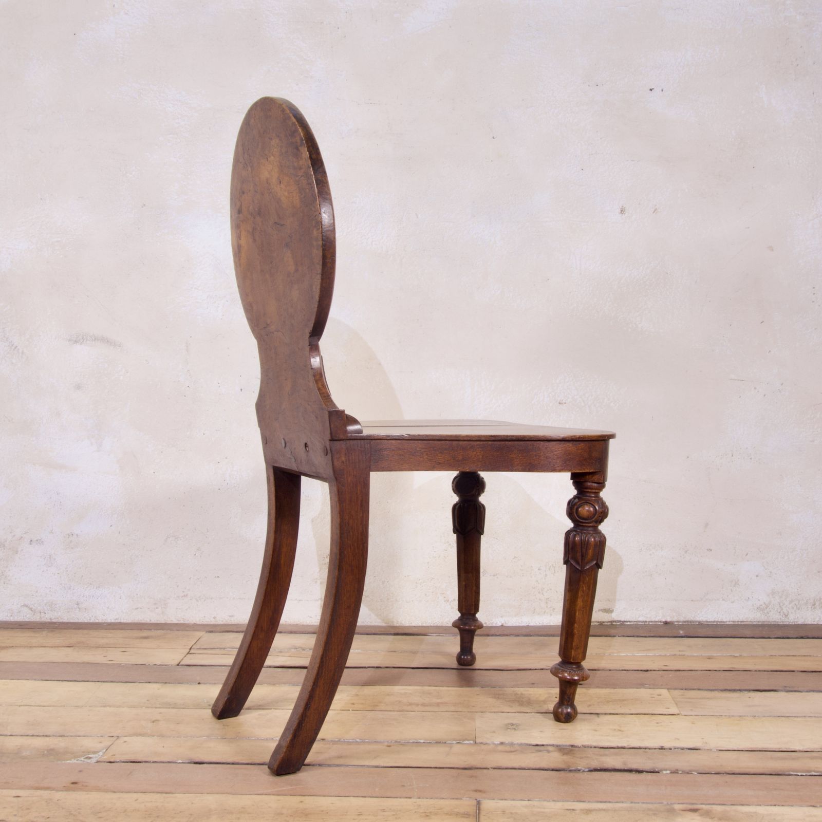 A 19th Century William IV Elm And Burr Elm Hall Chair photo vintage