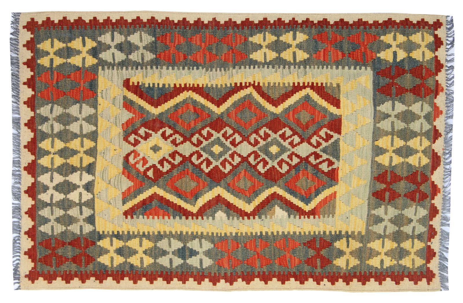 Handwoven Geometric Afghan Kilim Rug, Oriental Flatwoven Wool Rug 102x151cm photo furniture