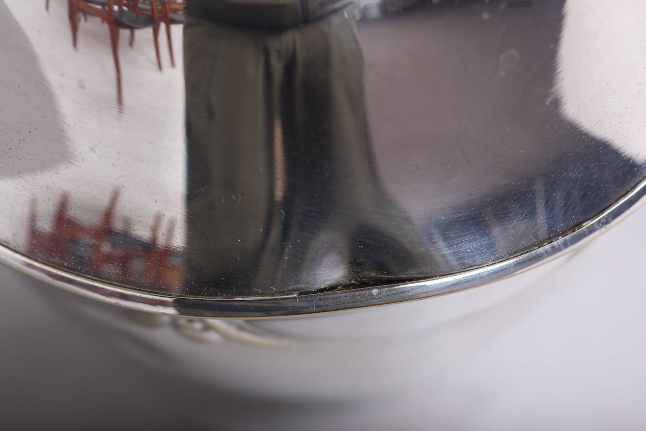 Danish Silver Vase / Stained Silver And Glass. Danish Skønvirke. 1920s. photo for sale