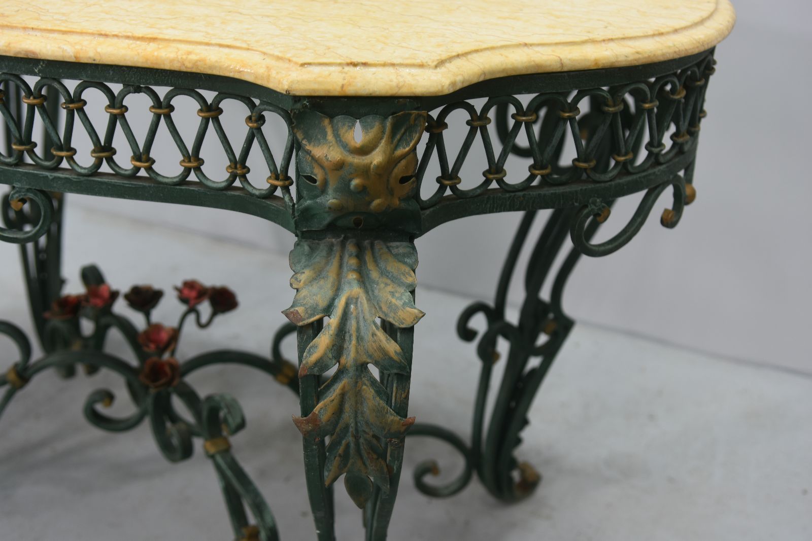 1940 Style Wrought Iron Center Table With Marble Top photo 1843.0