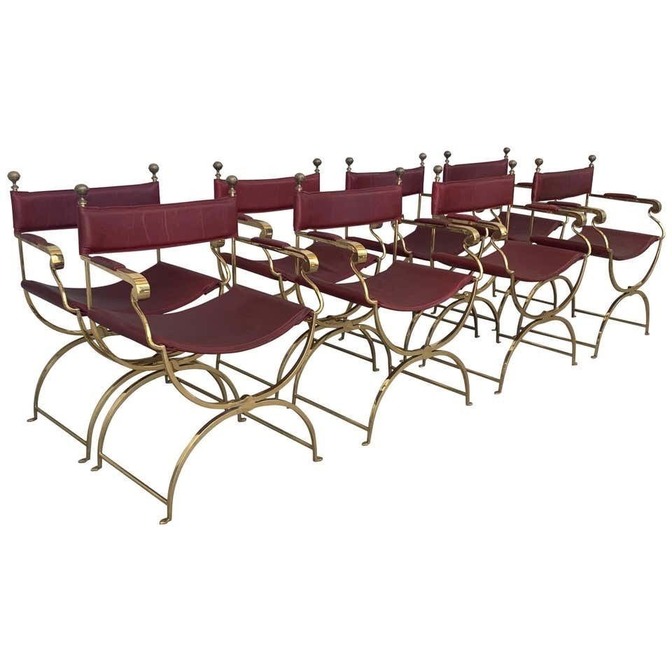1960s Italian Hollywood Regency Chrome And Leather Savonarola Director's Chairs