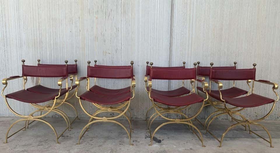1960s Italian Hollywood Regency Chrome And Leather Savonarola Director's Chairs photo furniture