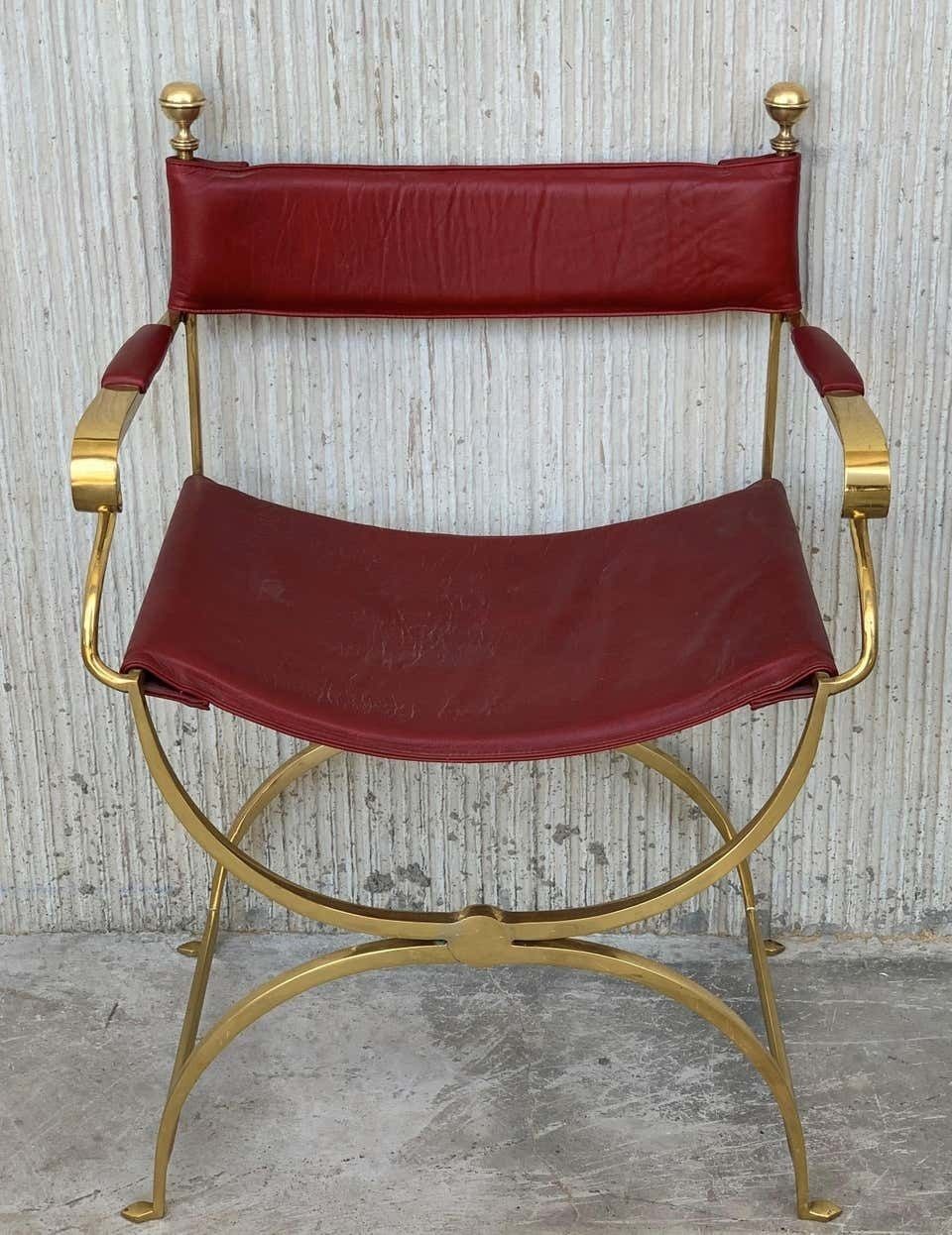 1960s Italian Hollywood Regency Chrome And Leather Savonarola Director's Chairs photo vintage
