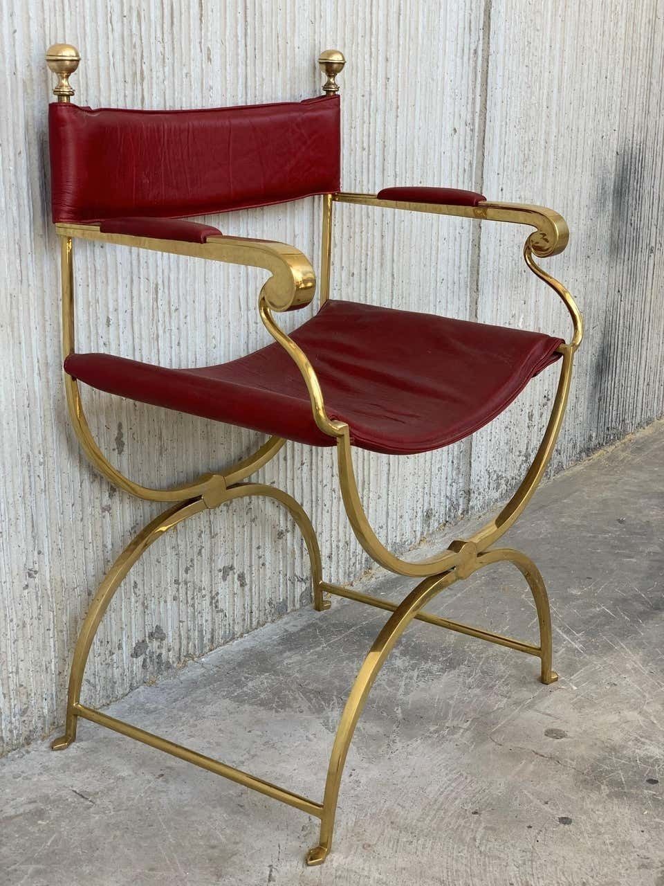 photo furniture 1960s Italian Hollywood Regency Chrome And Leather Savonarola Director's Chairs