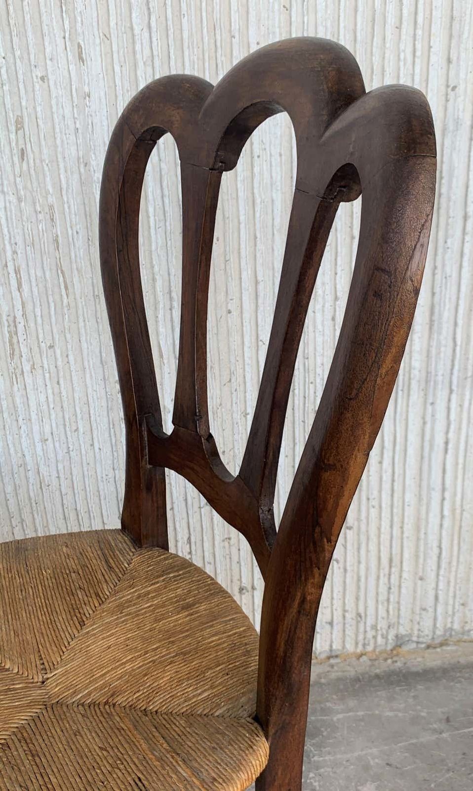 photo buy Ensemble de cinq pièces : un banc et quatre chaises victoriennes, bois et rotin, XXe siècle