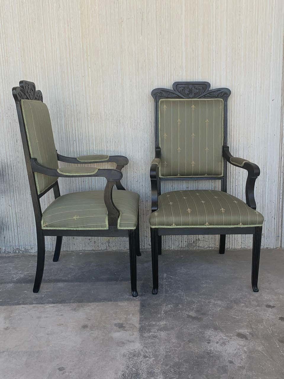 Salon de style Louis XVI noir, canapé et deux fauteuils, XXe siècle photo vintage