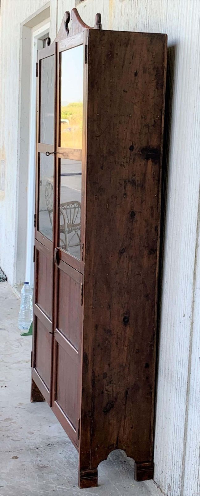 18th Century Cupboard Or Bookcase With Glass Vitrine, Walnut, Spain Restored photo 7375.0