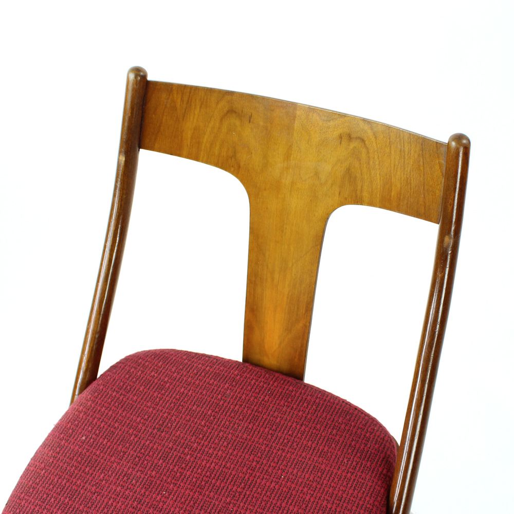 Elegant Dining Chairs In Wood And Pink Upholstery, Czechoslovakia 1960s, Set Of 4 photo furniture