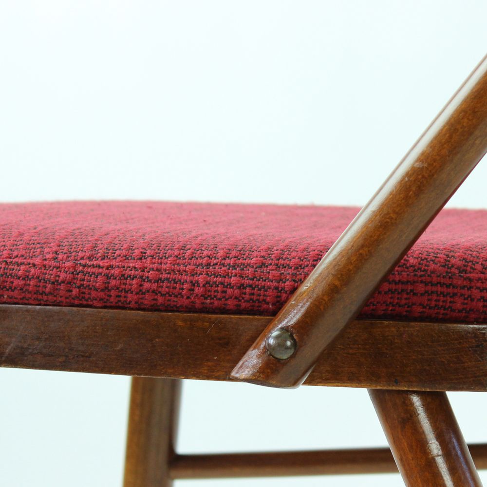 Elegant Dining Chairs In Wood And Pink Upholstery, Czechoslovakia 1960s, Set Of 4 photo Furniture