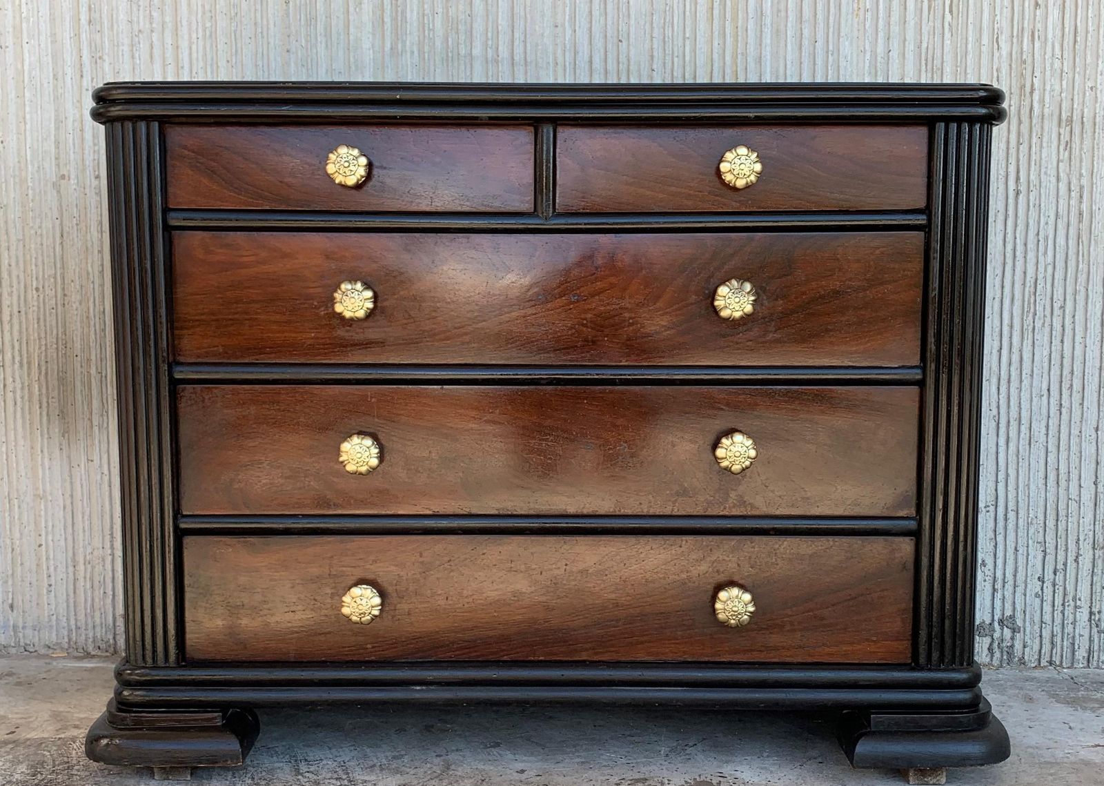 French Art Deco Chest Of Drawers With Ebonized Base And Columns photo for sale