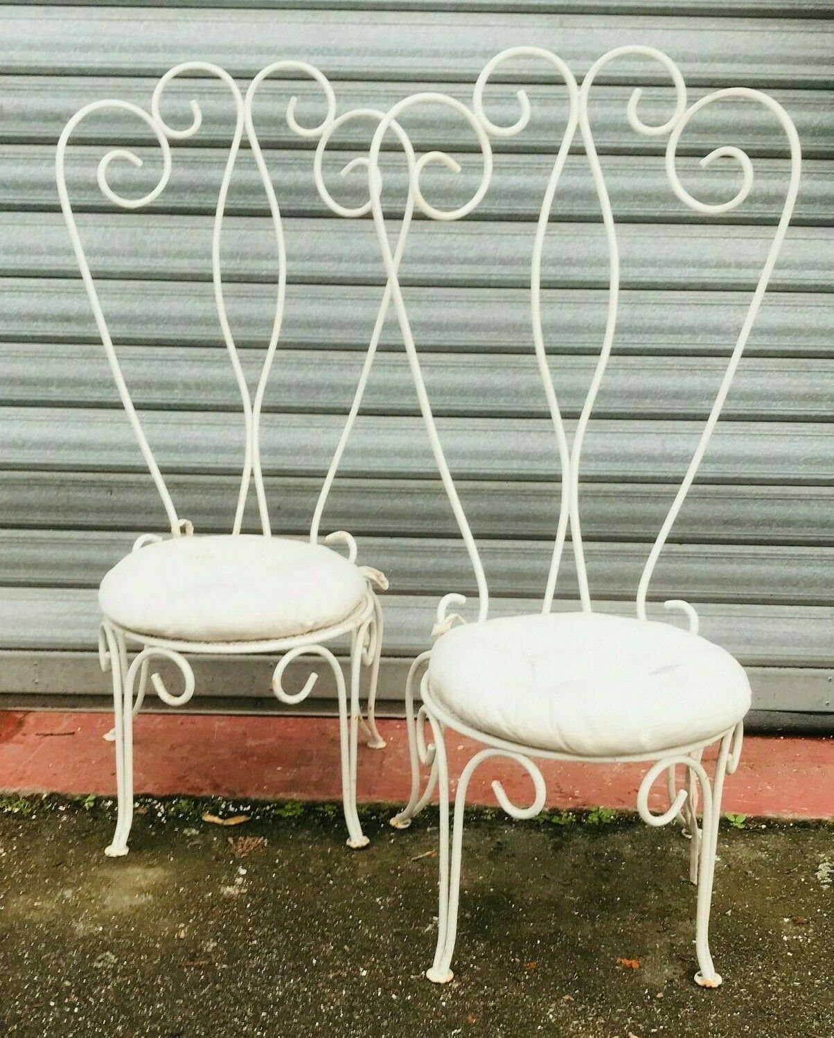 Pair Of 20th Century Patinated Wrought Iron Garden Chairs Armchairs photo furniture