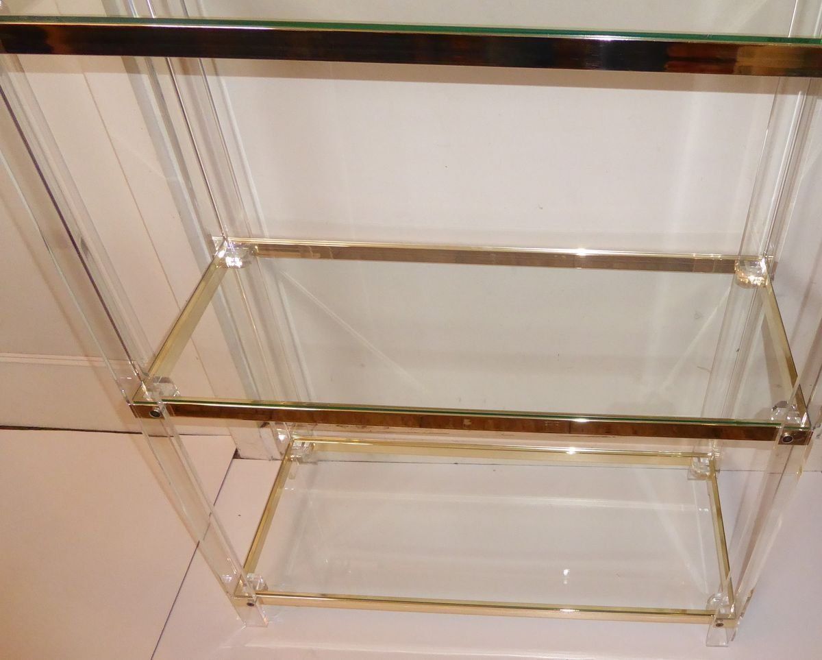 Lucite, Acrylic & Brass Glass Shelf photo 1600.84
