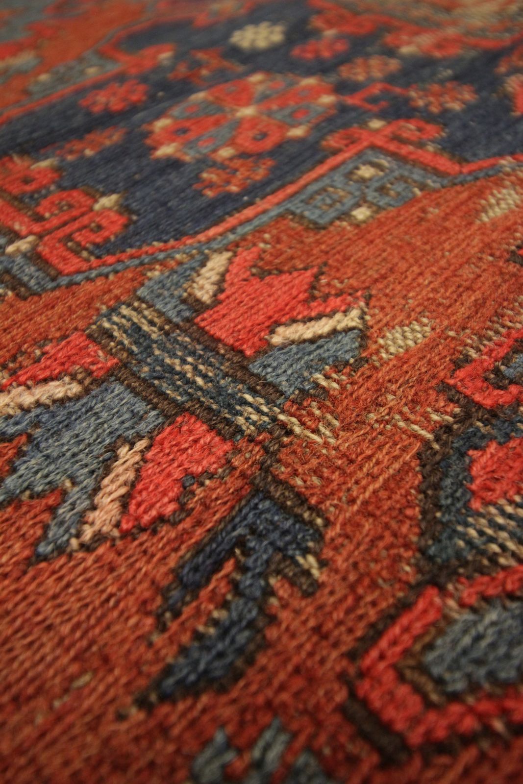 Old Worn Wool Afghan Kilim Area Rug  Handmade Geometric Wool Rug 127x170cm photo Textiles