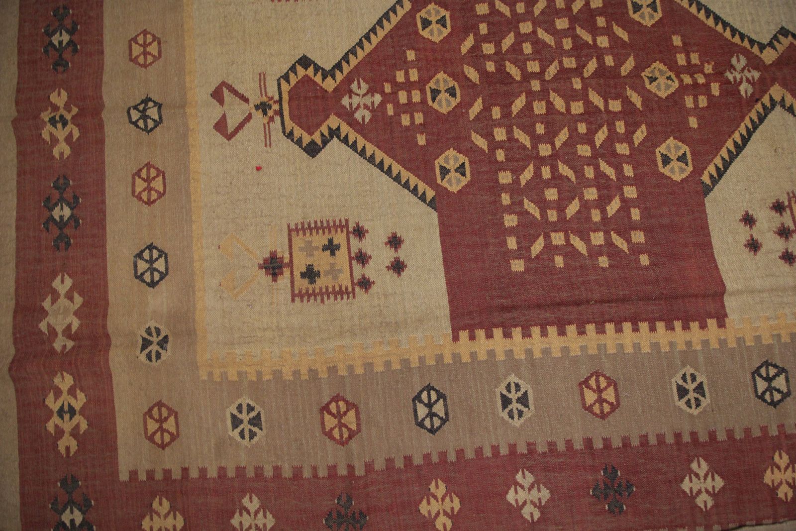 Handwoven Turkish Kilim Area Rug, Traditional Geometric Wool Rug  255x325cm photo 1550.0