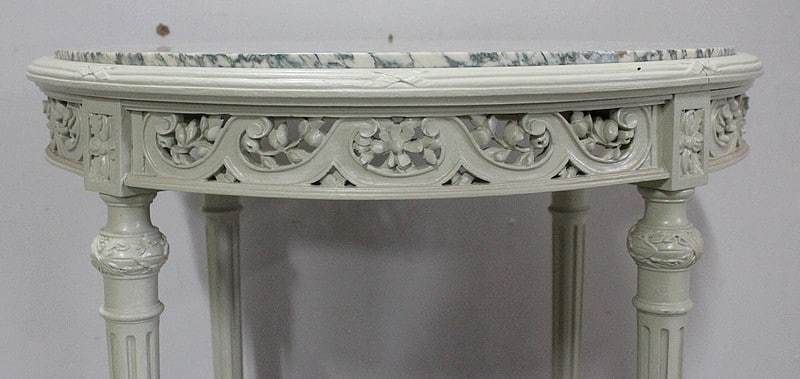 photo furniture Rechampi And Cannage Wooden Pedestal Table, Louis XVI Style 1920