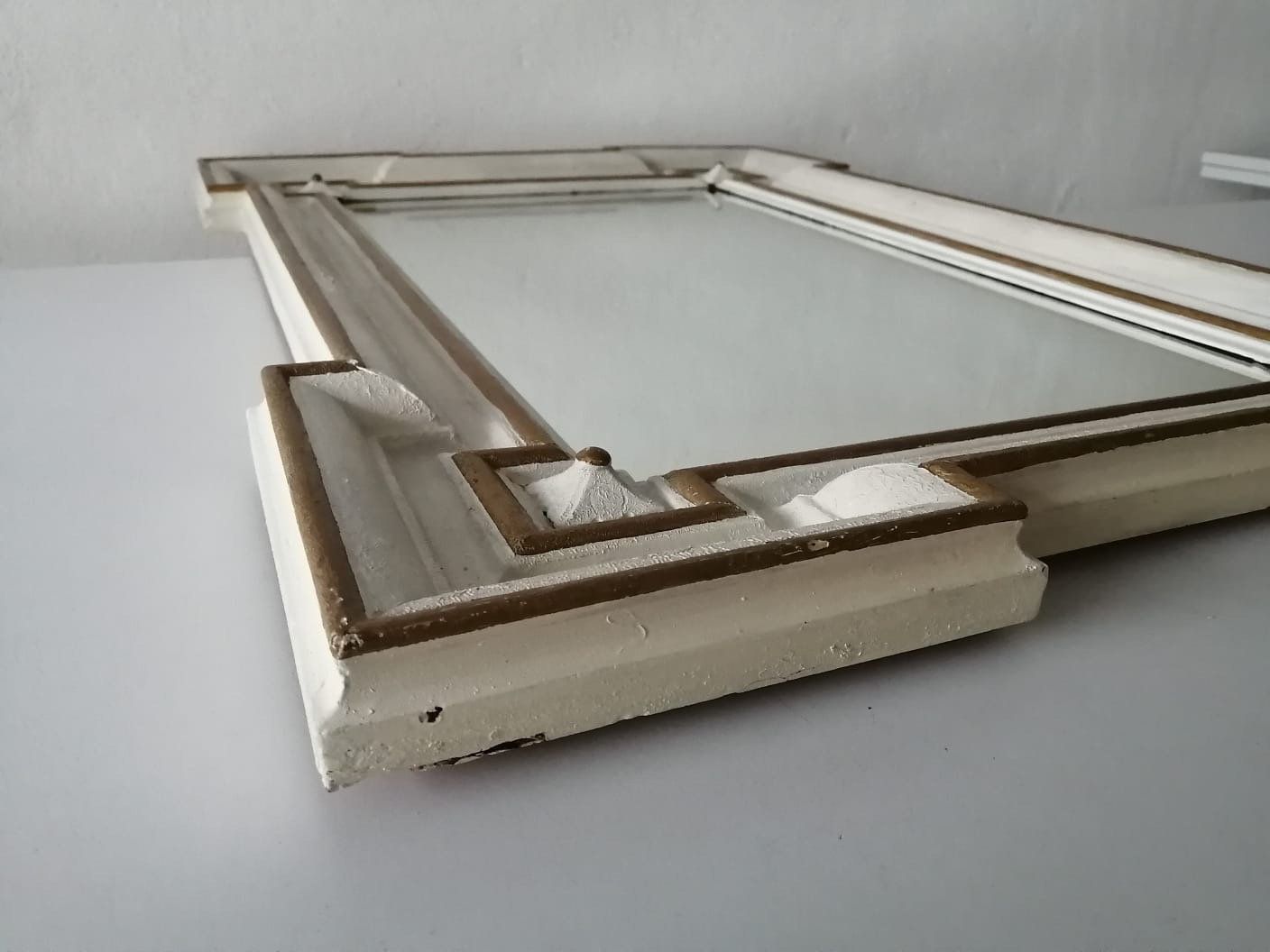 19th Century Wood White And Gilted Coloured X Large Art Nouveau Wall Mirror By Meissen photo Home Decor