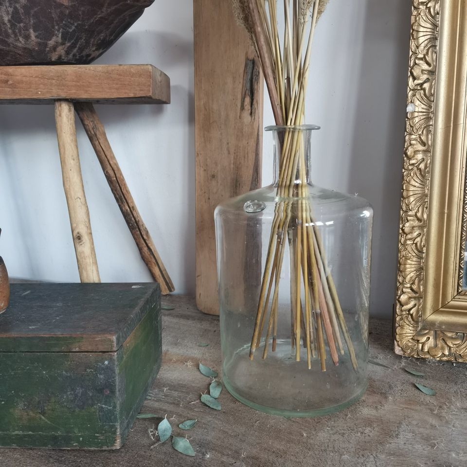 1930s Hand Made Antique Glass Jar, Vase, Medicine, Wine, Water Bottle