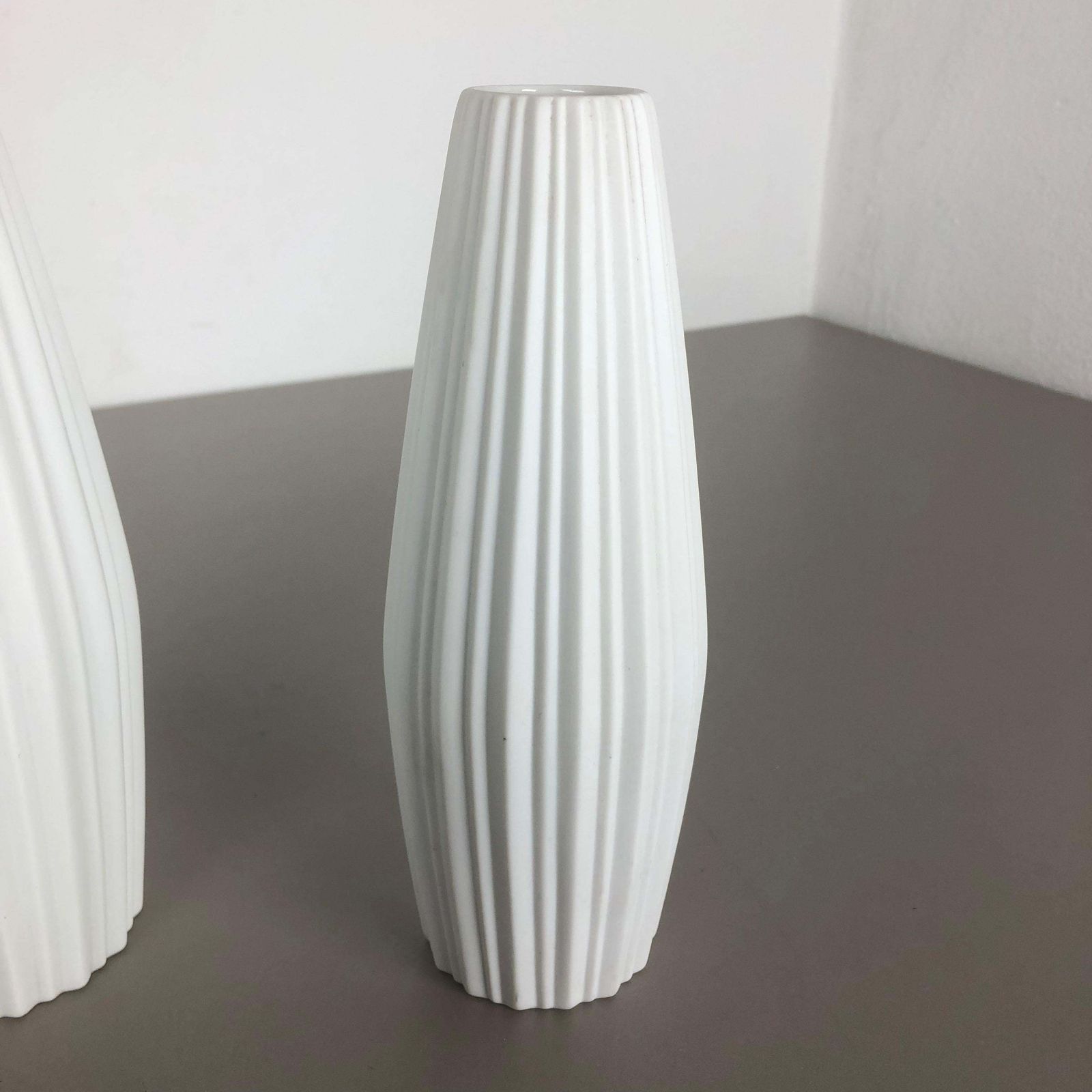 Set Of 2 Porcelain Op Art "Lines" Vase By Heinrich Selb, Germany, 1970s photo vintage