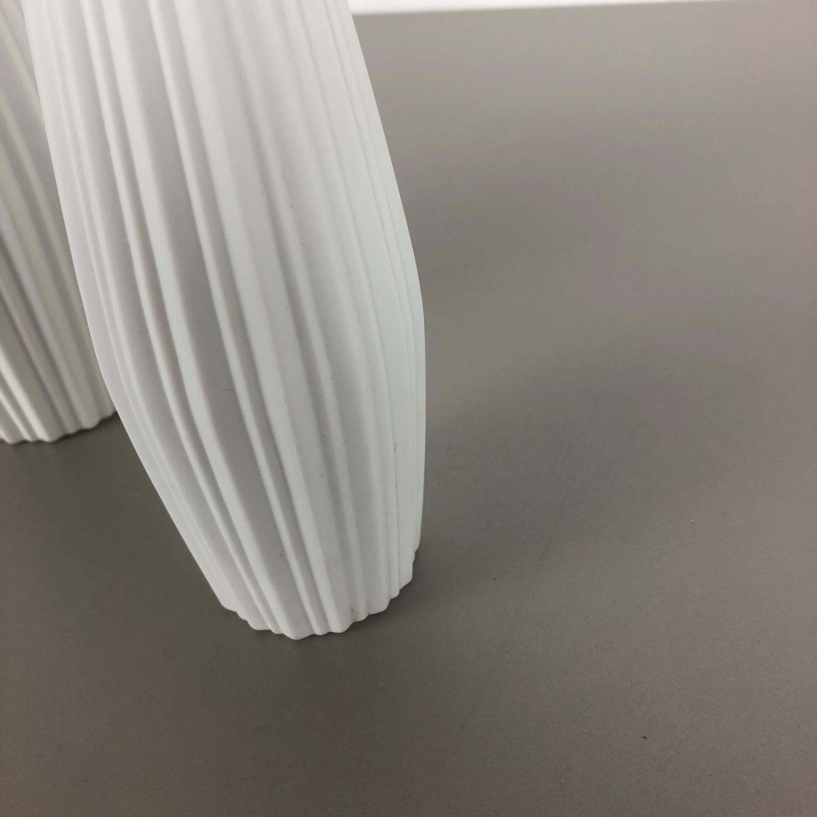 408.0 Set Of 2 Porcelain Op Art "Lines" Vase By Heinrich Selb, Germany, 1970s photo