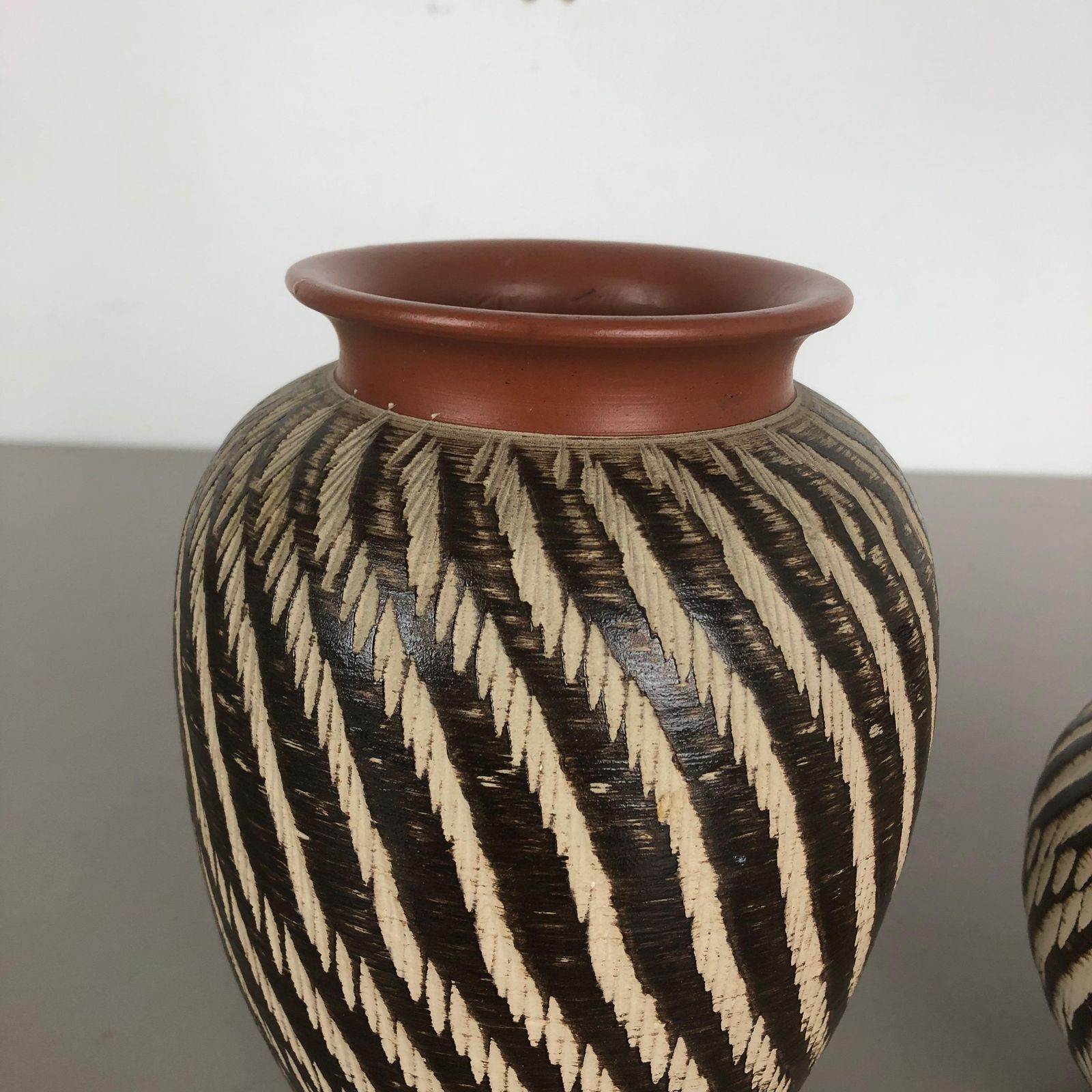 Set Of Two Vintage Pottery "Abstract" Vases Made By Wekara, Germany, 1960s photo vinterior