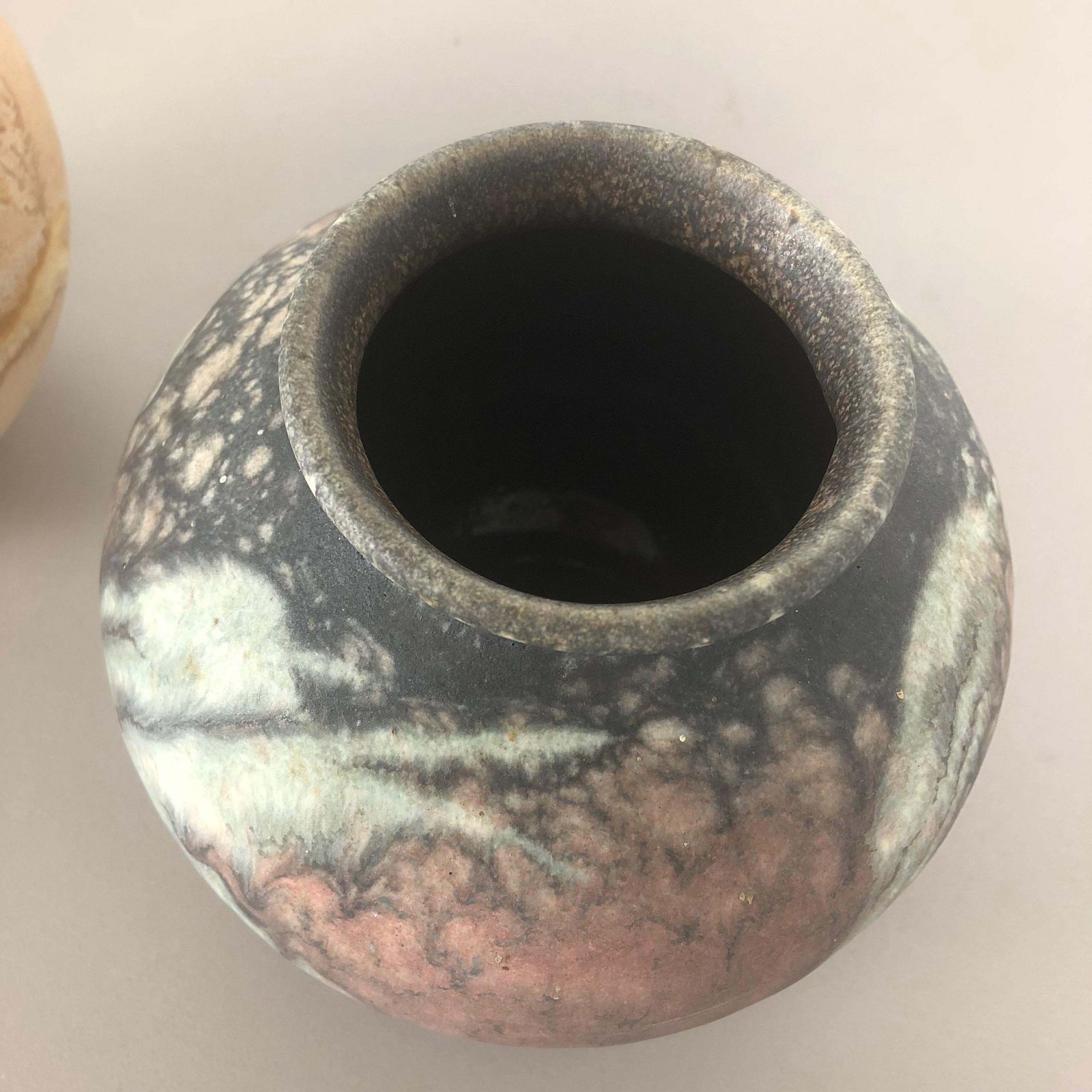Home Decor Set Of 2 Pottery Vases Fat Lava Abstract Designed By Ruscha, Germany, 1960s photo