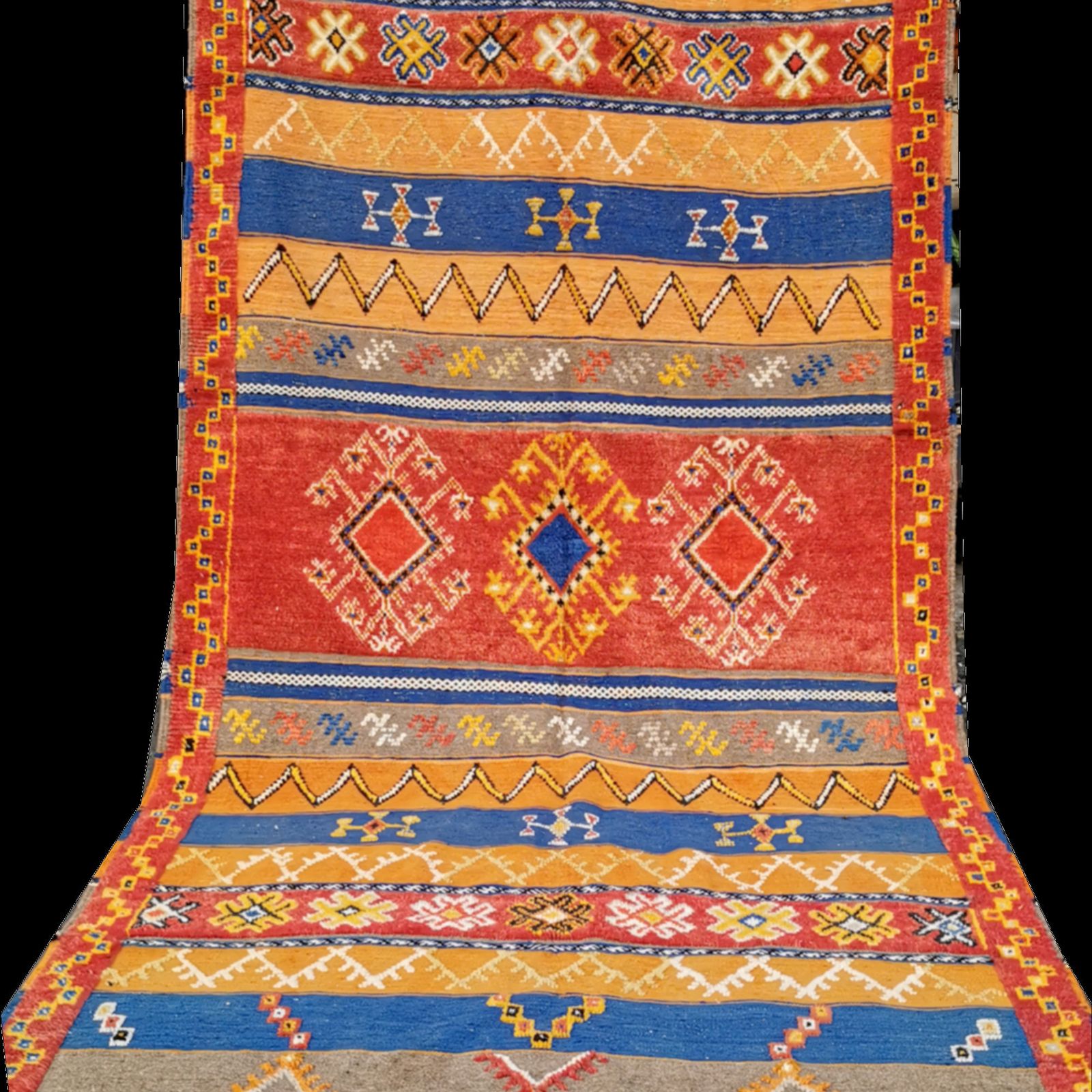 Large Handmade Moroccan Orange Berber Rug Wool photo furniture