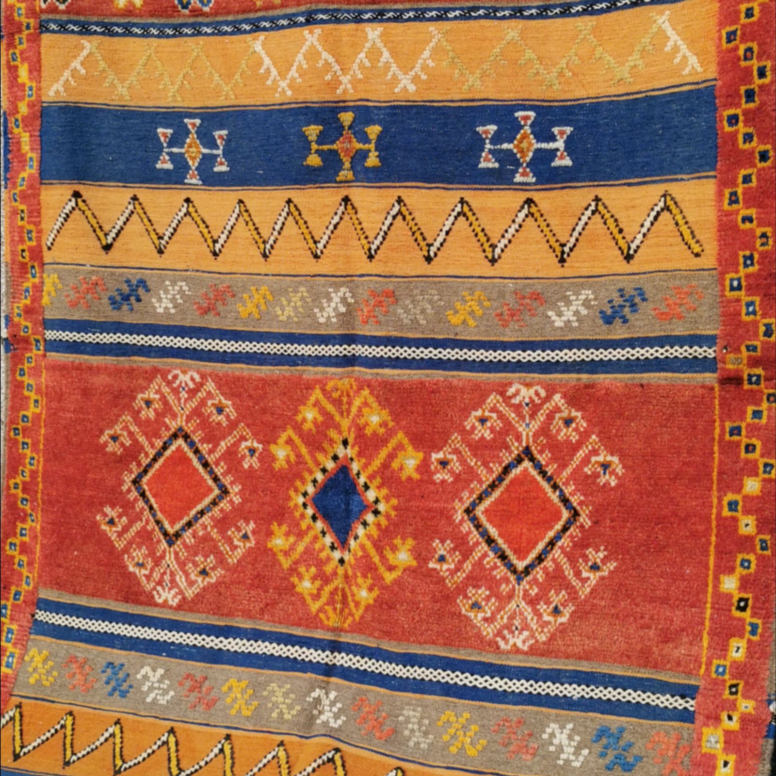 Large Handmade Moroccan Orange Berber Rug Wool photo for sale
