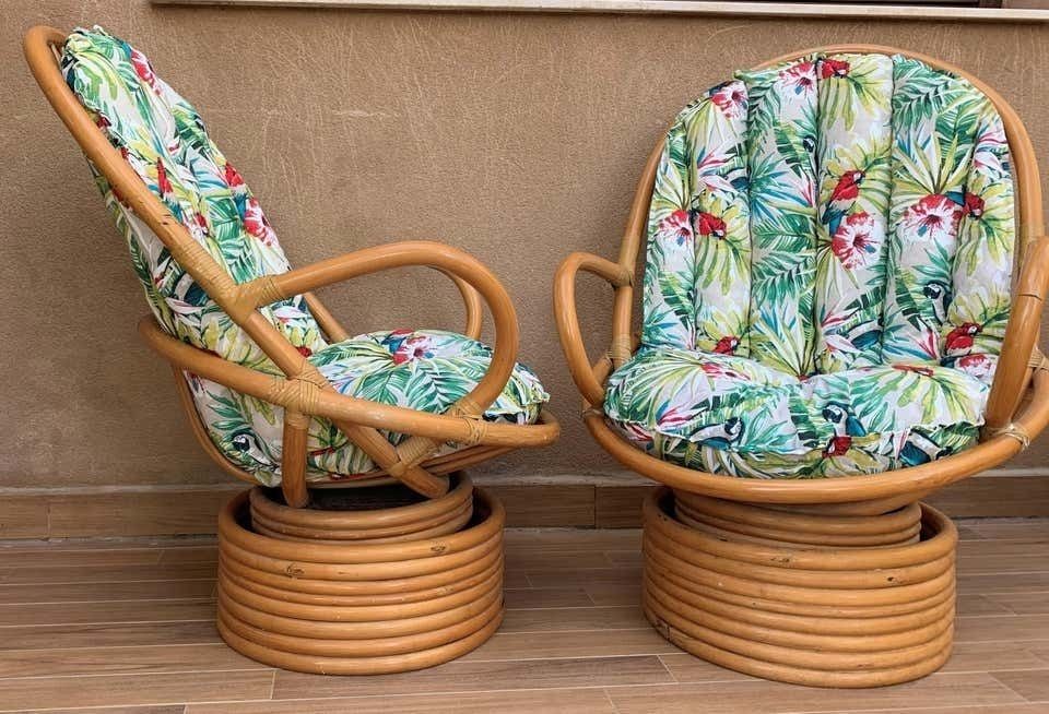 Italian Mid Century Modern Bamboo Set Of Lounge Patio With Settee And Rocking photo buy