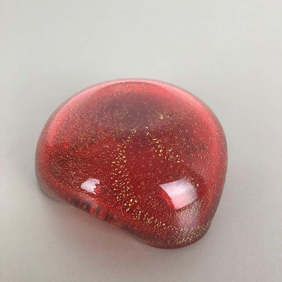 photo vinterior Large Murano Glass "Gold Dust" Bowl Element Shell Ashtray Murano, Italy, 1970s