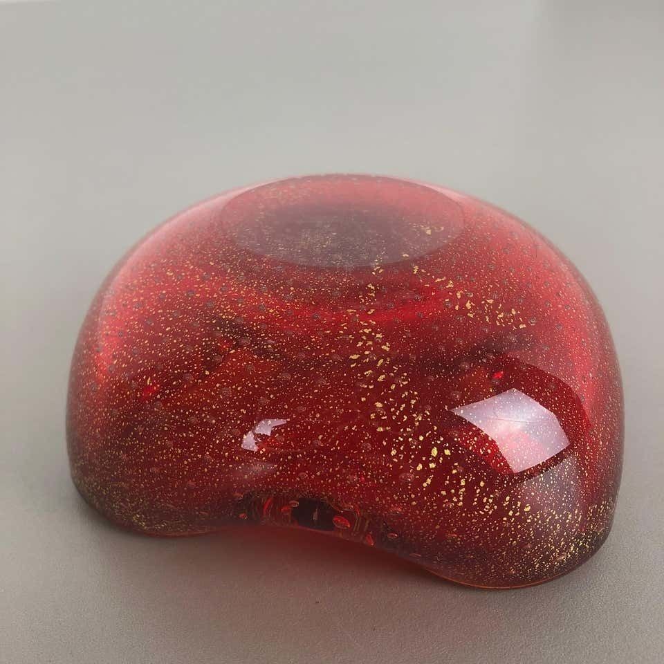 photo vintage Large Murano Glass "Gold Dust" Bowl Element Shell Ashtray Murano, Italy, 1970s