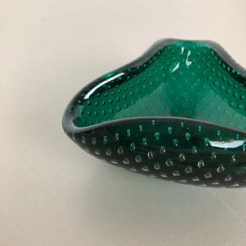 Murano Glass Bullicante "Green" Bowl Element Shell Ashtray Murano, Italy, 1970s photo 353.0