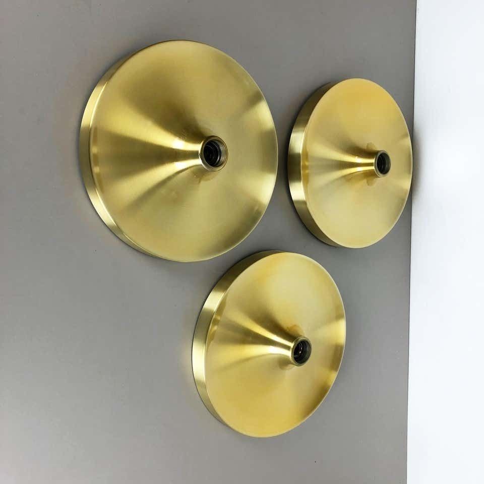 Lighting Set Of Three Gold 1960s Charlotte Perriand Disc Wall Light By Honsel, Germany photo