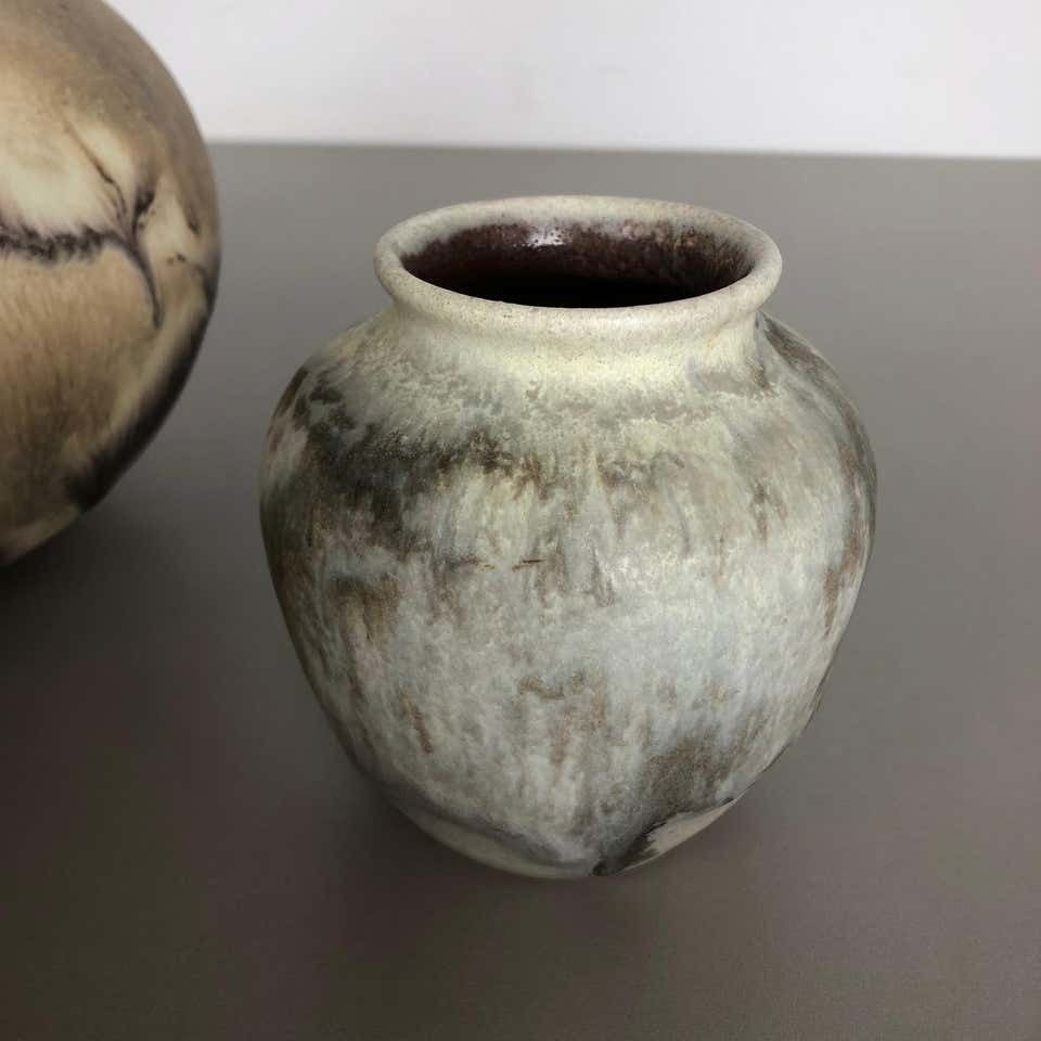 Set Of 2 Pottery Vases Fat Lava Abstract Designed By Ruscha, Germany, 1960s photo vintage