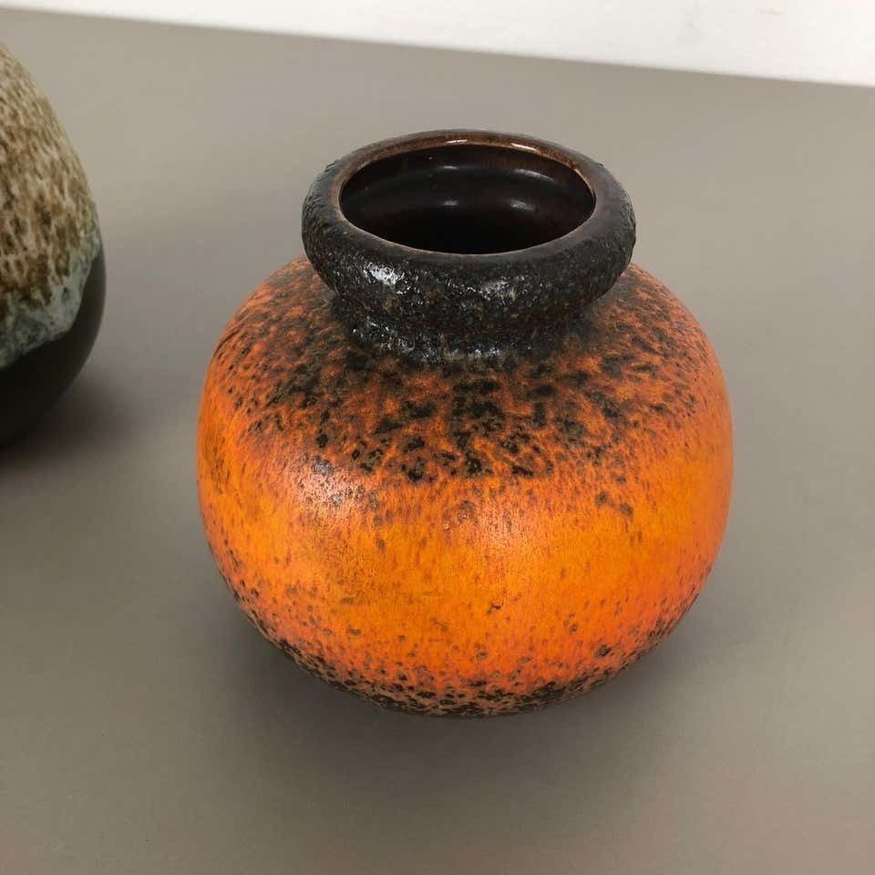Set Of Two Pottery Fat Lava Vases "Multi Color" By Scheurich, Germany, 1970s photo vinterior