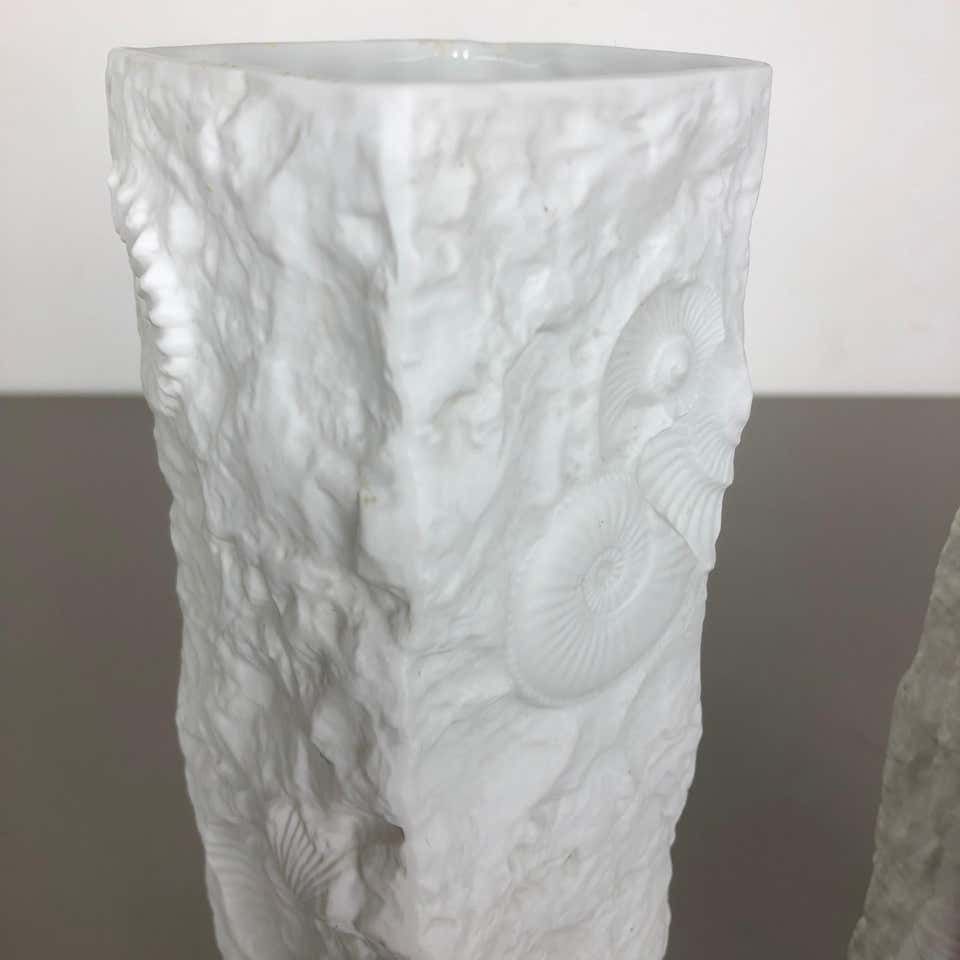 Set Of 2 Original 1970s Op Art Biscuit Porcelain Vase By Ak Kaiser, Germany photo 408.0