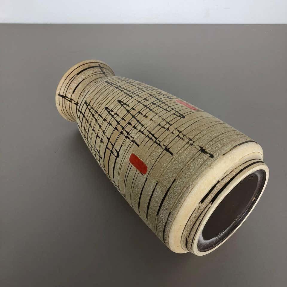 498.0 Large Op Art Abstract Pottery Floor Vase Made By Bay Ceramics, Germany, 1960s photo
