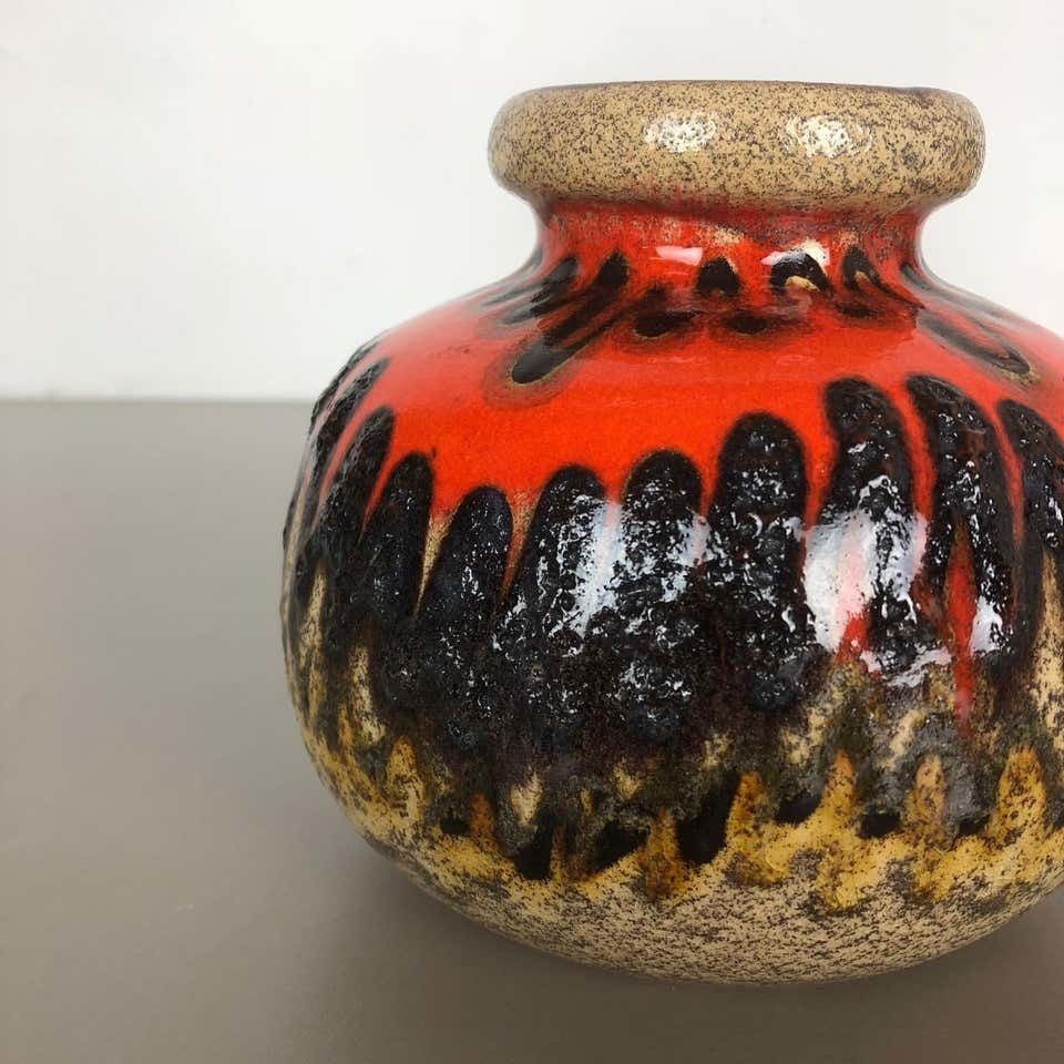 Set Of Two Pottery Fat Lava Vases "Multi Color" By Scheurich, Germany, 1970s photo vinterior