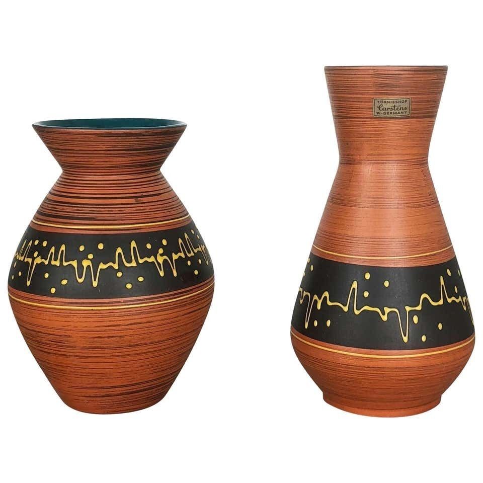 Set Of 2 Ceramic Pottery Vase Heinz Siery Carstens Tönnieshof, Germany, 1960s
