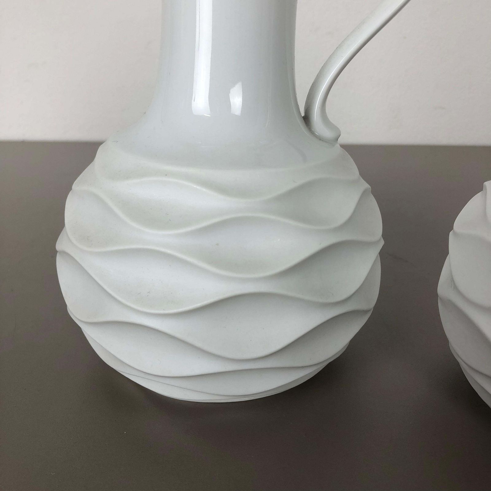 Set Of 2 Op Art Biscuit Porcelain Jug Vases By Edelstein Bavaria, Germany, 1970s photo Home Decor