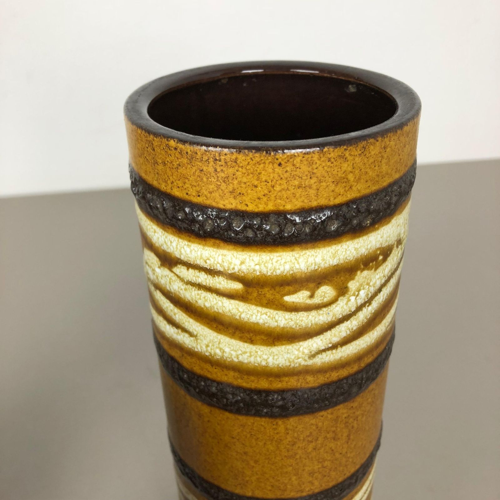 Set Of Three 1970s Pottery Fat Lava "Tube" Vases Made By Scheurich, Germany photo vintage