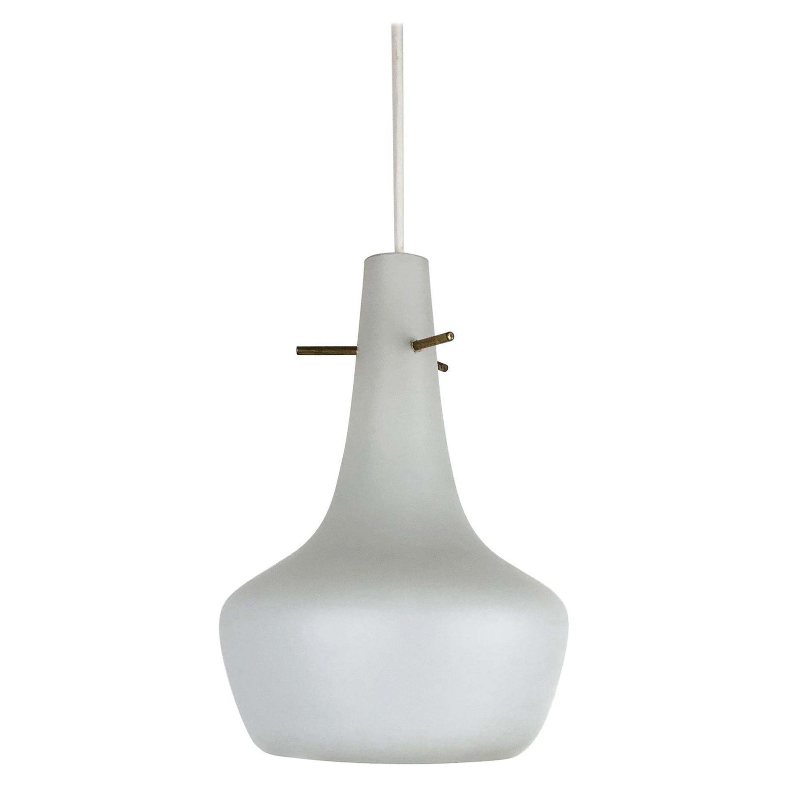 Original Midcentury Stilnovo Style Opal Glass Tube Hanging Light, Italy, 1950 photo furniture