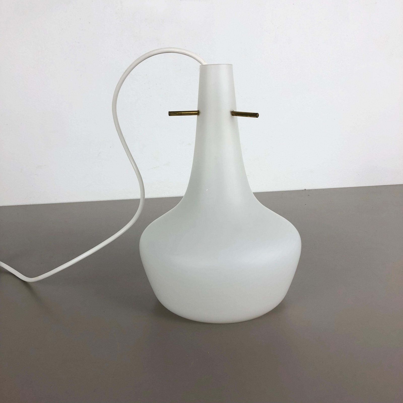 Original Midcentury Stilnovo Style Opal Glass Tube Hanging Light, Italy, 1950 photo for sale
