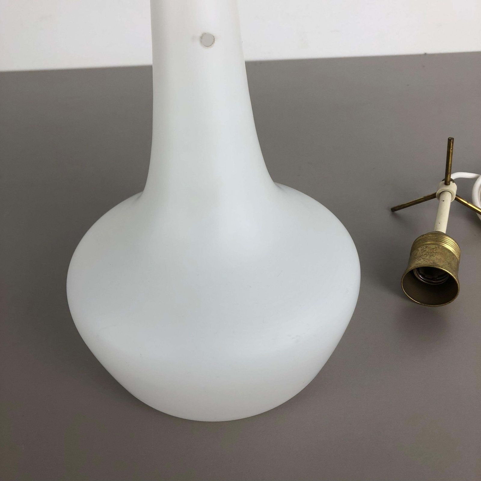 Lighting Original Midcentury Stilnovo Style Opal Glass Tube Hanging Light, Italy, 1950 photo