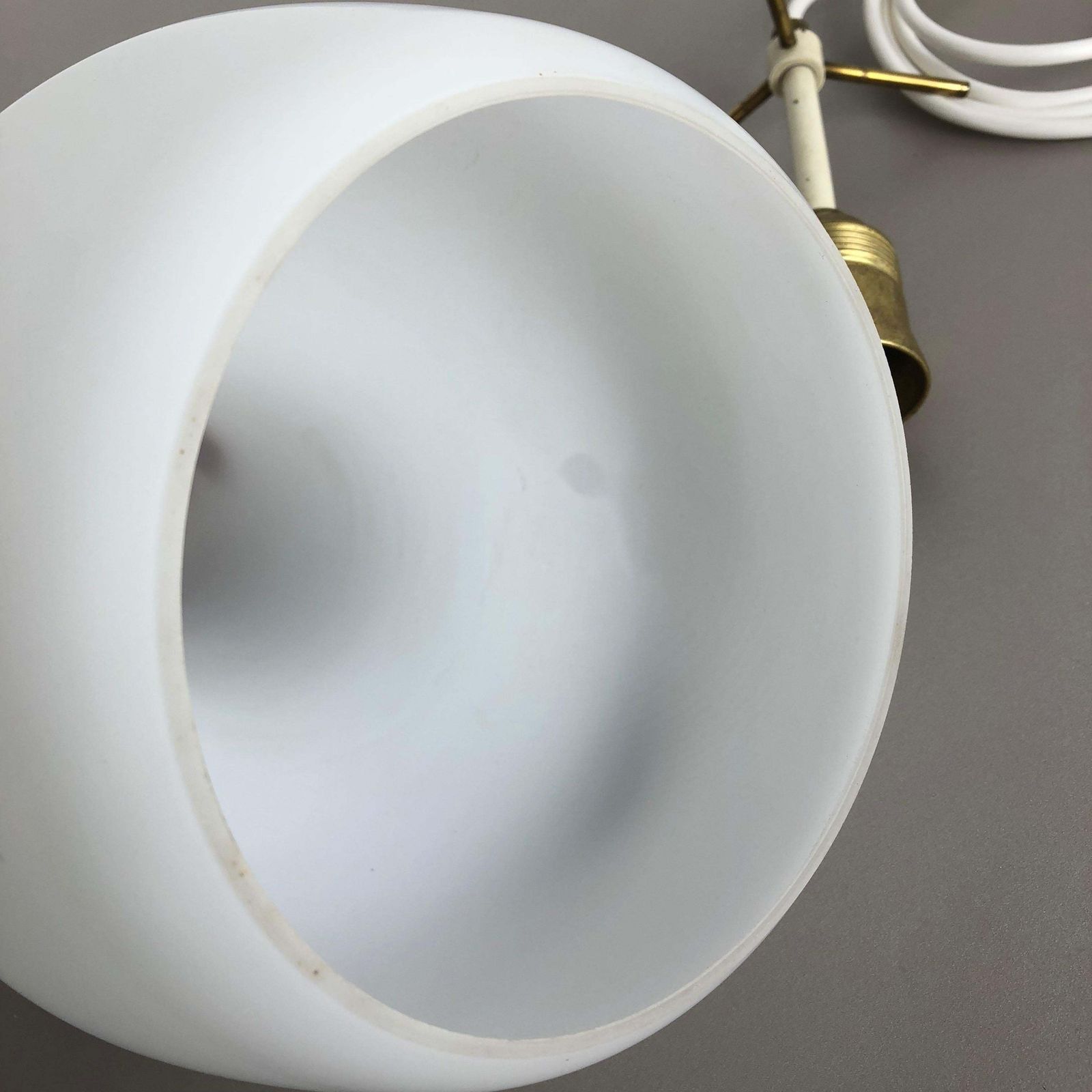 536.0 Original Midcentury Stilnovo Style Opal Glass Tube Hanging Light, Italy, 1950 photo