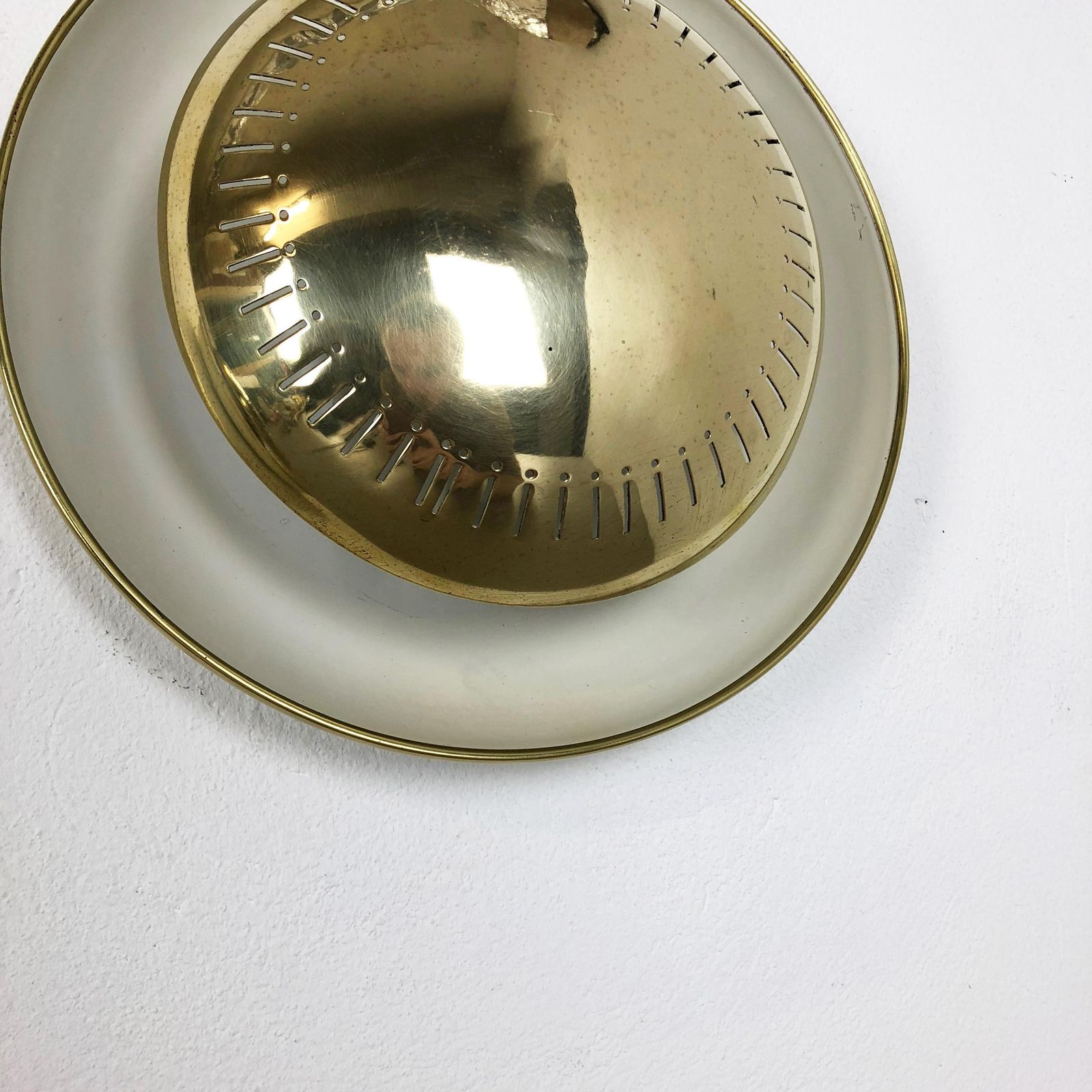 Set Of Two Modernist Stilnovo Style Brass Metal Sconces Wall Light, Italy, 1950s photo vintage