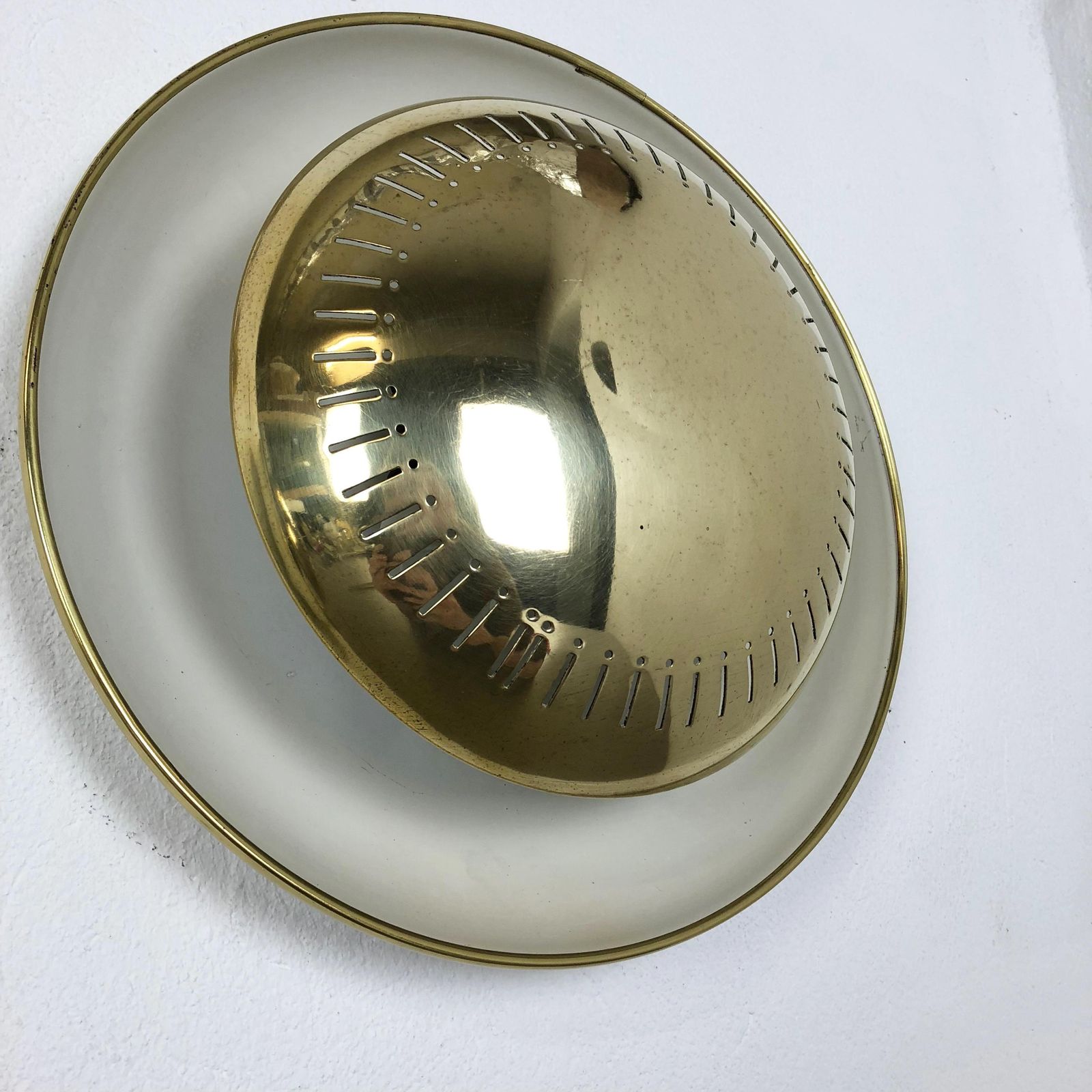 Lighting Set Of Two Modernist Stilnovo Style Brass Metal Sconces Wall Light, Italy, 1950s photo
