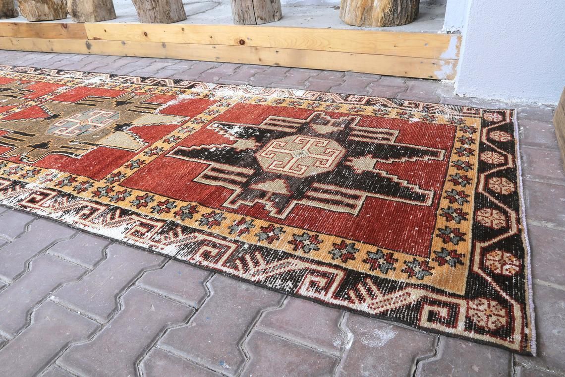 Vintage Runner, 3'5x12'4 Feet, Anatolian Runner Rug, Hand Knotted Runner , Runner Rug,Vintage Rug, Oushak Rug,Decorative Rug,Rug Runner